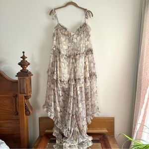 Choosy • Sheer Floral Ruffle Flowy Maxi Dress